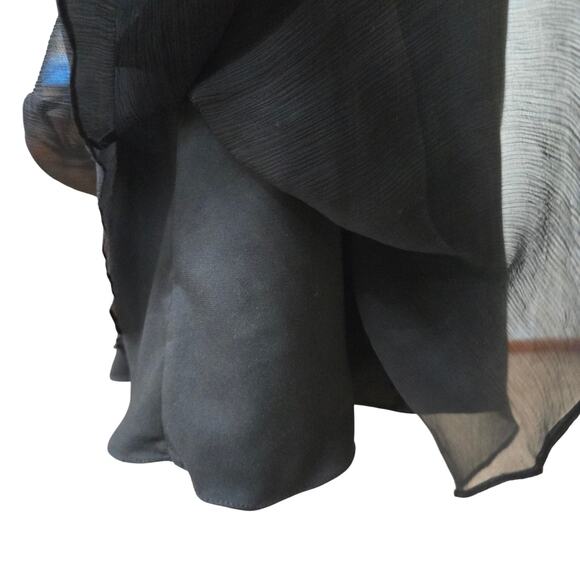 Amsale Womens Whimsigoth Romantic LBD Sheer Silk Babydoll Halter Midi Dress 10 - Picture 4 of 12